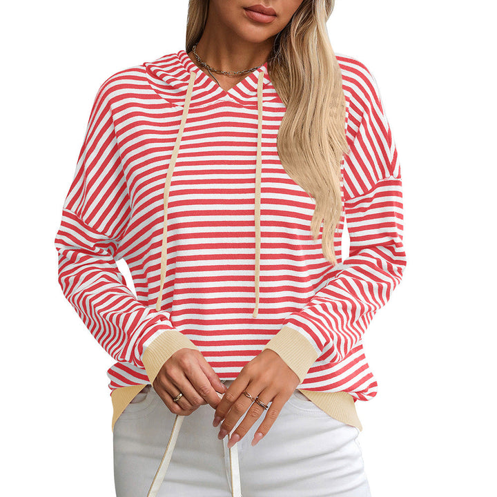 Damen Gestreifter Hoodie mit Lässigem Schnitt und Kontrastierenden Details Aliams