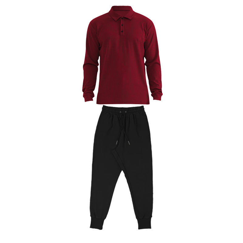 Herren Sportliches Langarm-Polo und Jogginghose Set Aliams