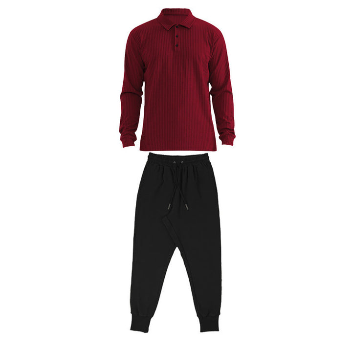 Herren Sportliches Langarm-Polo und Jogginghose Set Aliams