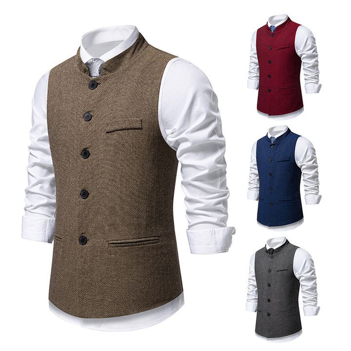 Herren elegante Strickweste mit V-Ausschnitt und Knopfdetails Aliams