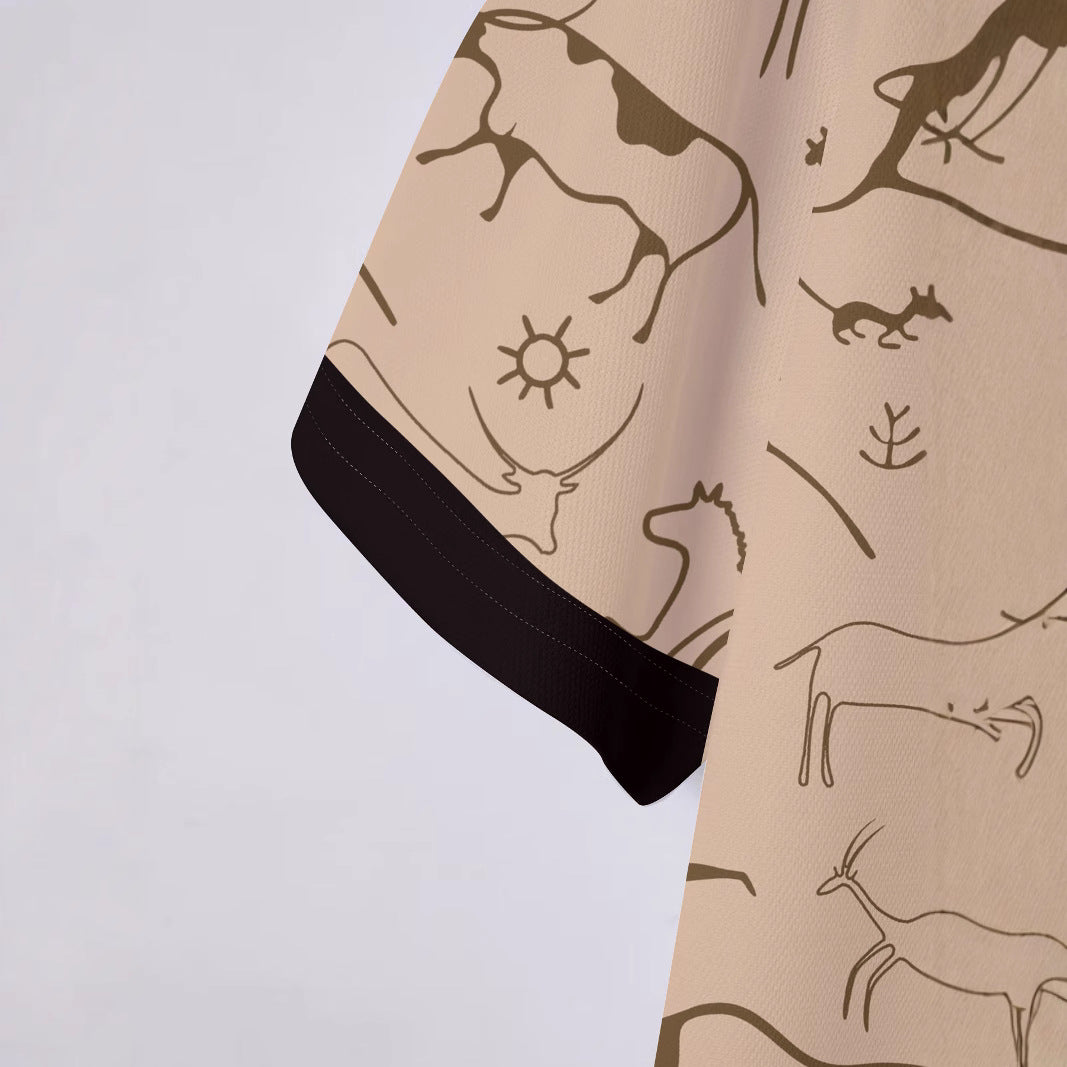 Herren Sportliches Polohemd mit einzigartigem Höhlenmalerei-Design Aliams