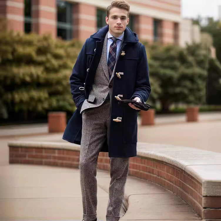 Herren Stilvoller Dufflecoat mit Knopfdetails Aliams