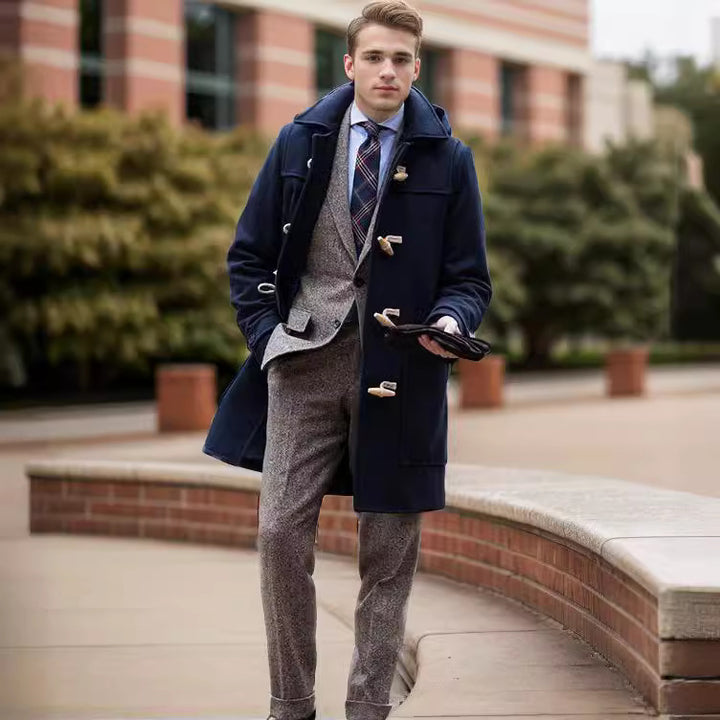 Herren Stilvoller Dufflecoat mit Knopfdetails Aliams