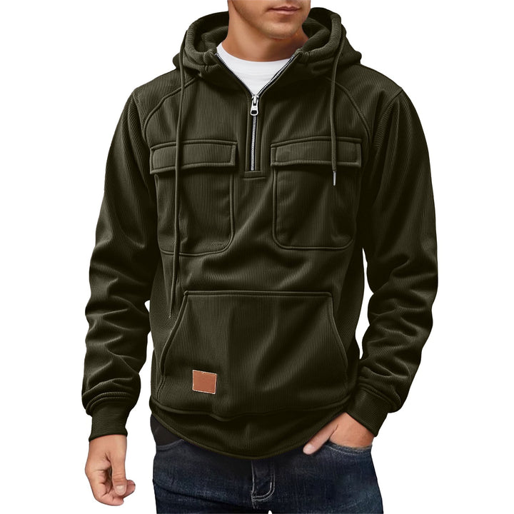 Herren Fleecepullover mit angezipptem Kragen und praktischen Taschen Aliams
