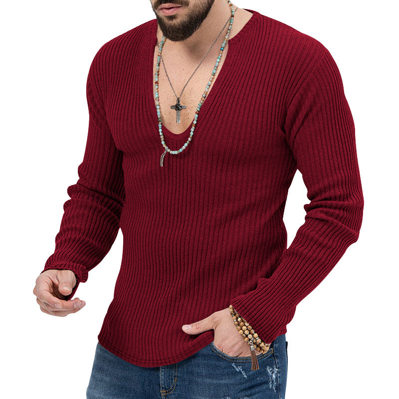 Herren V-Ausschnitt-Ripp-Pullover mit strukturiertem Design Aliams