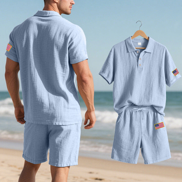 Herren Poloshirt mit Shorts im lässigen Strandlook Aliams