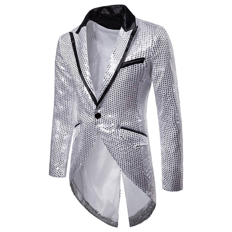 Herren eleganter Pailletten-Blazer mit asymmetrischem Schnitt und luxuriösem Design Aliams