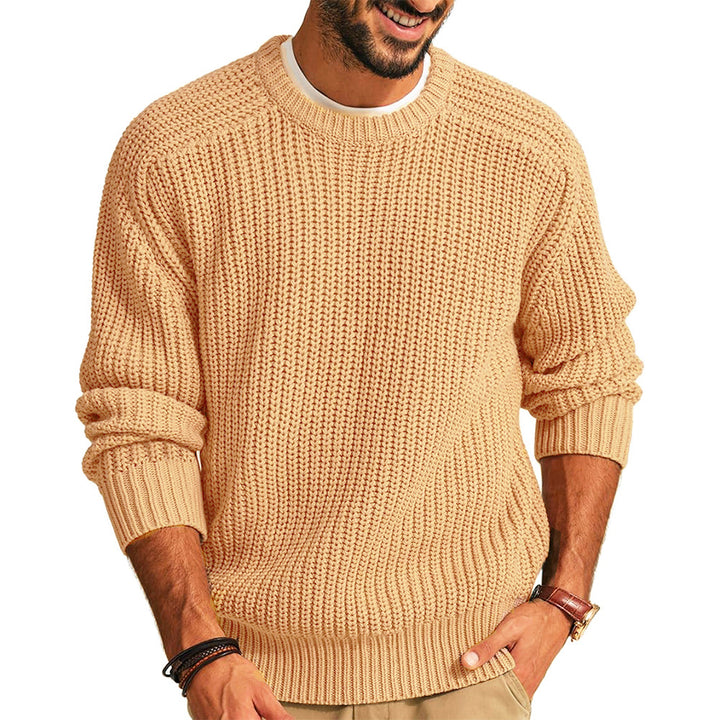 Herren Grobstrick Pullover mit Rundhalsausschnitt und lässigem Schnitt Aliams