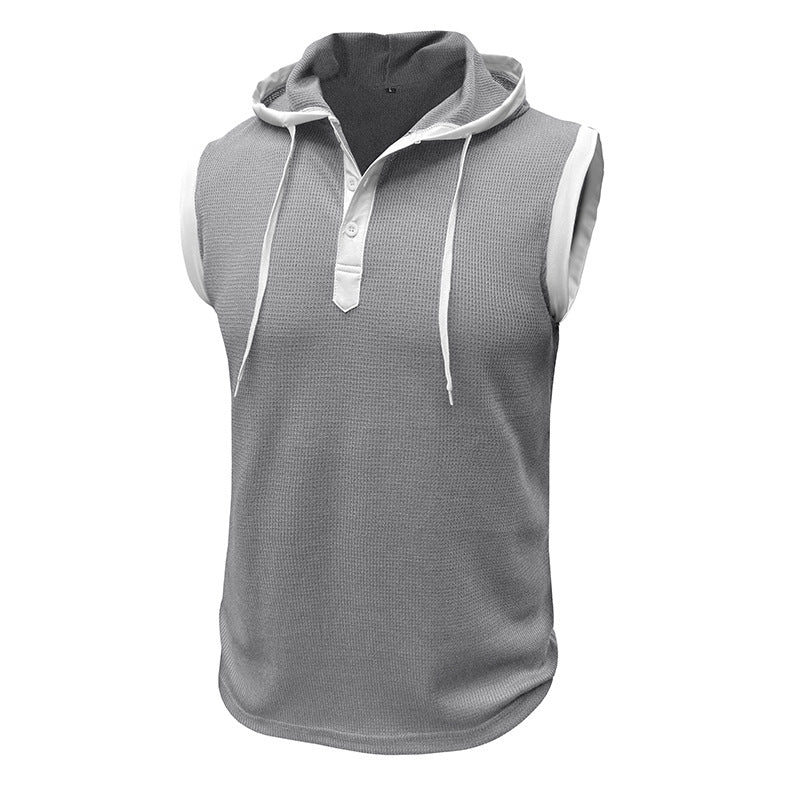 Herren Sportliches Ärmelloses T-Shirt mit Kapuze Aliams