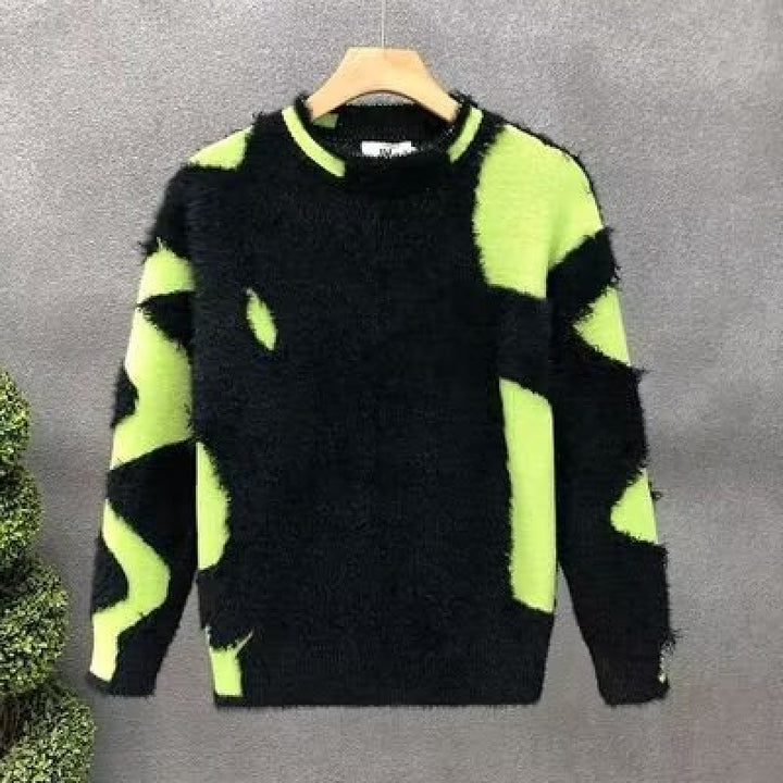 Damen kreativer Oversized-Pullover mit kontrastierendem Strukturdesign Aliams