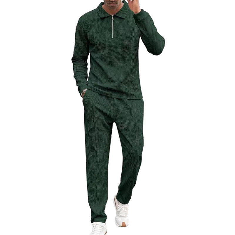 Herren Freizeit-Oberteil und Hose Set mit strukturiertem Design Aliams