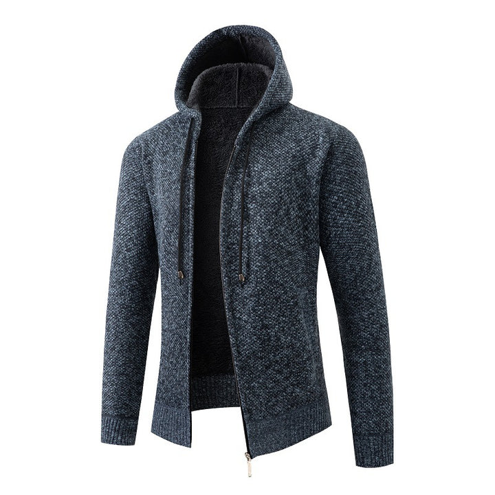 Herren gemütlicher Strickhoodie mit kuscheligem Innenfutter Aliams