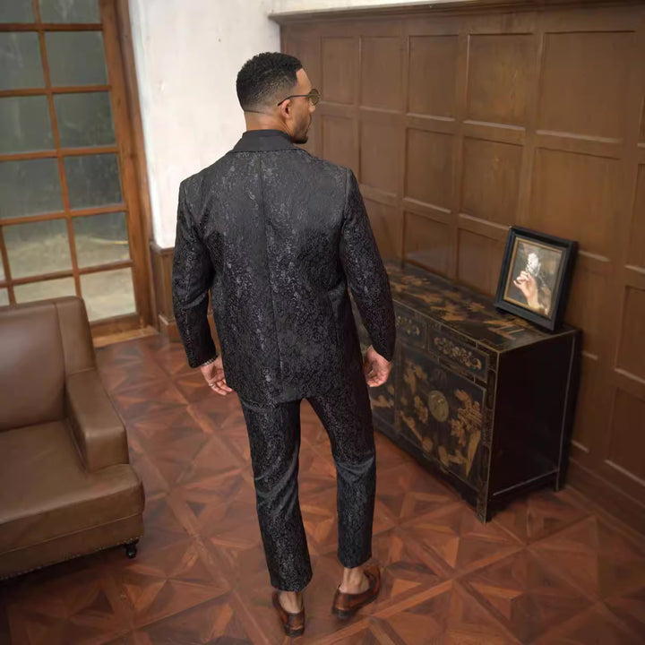 Herren festliches Anzugset mit floralem Jacquard-Muster Aliams