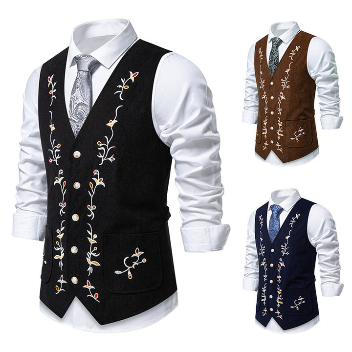Herren elegante Weste mit floralem Stickdesign Aliams