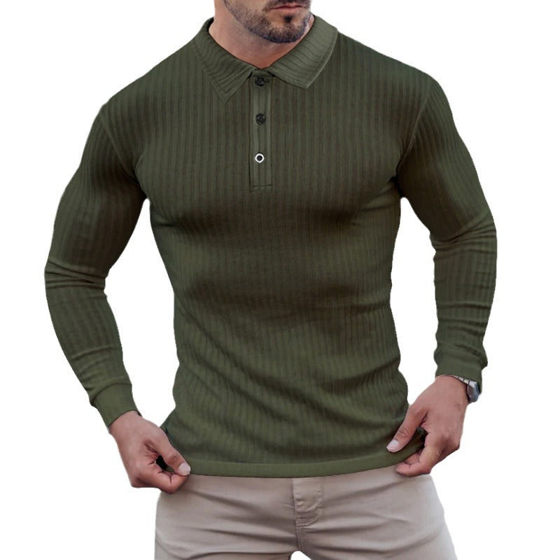 Herren Langarm-Polo mit feiner Rippstruktur Aliams