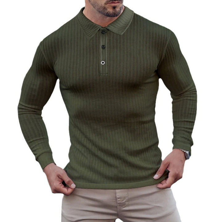 Herren Langarm-Polo mit feiner Rippstruktur Aliams