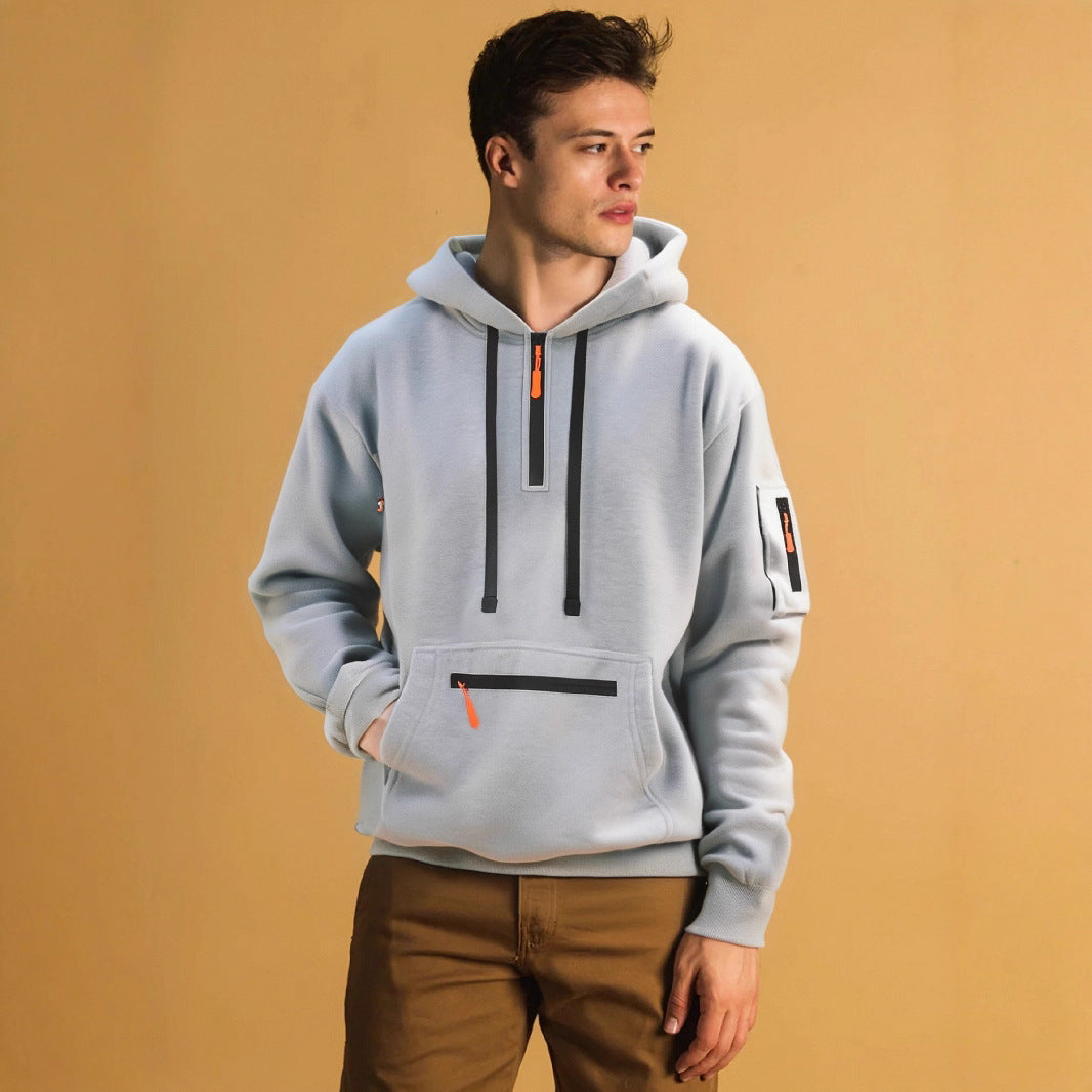 Herren sportlicher Hoodie mit praktischen Taschen und modischem Reißverschluss Aliams