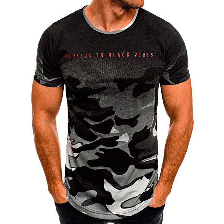 Herren Sportliches Camouflage T-Shirt und Freizeitshorts Set Aliams