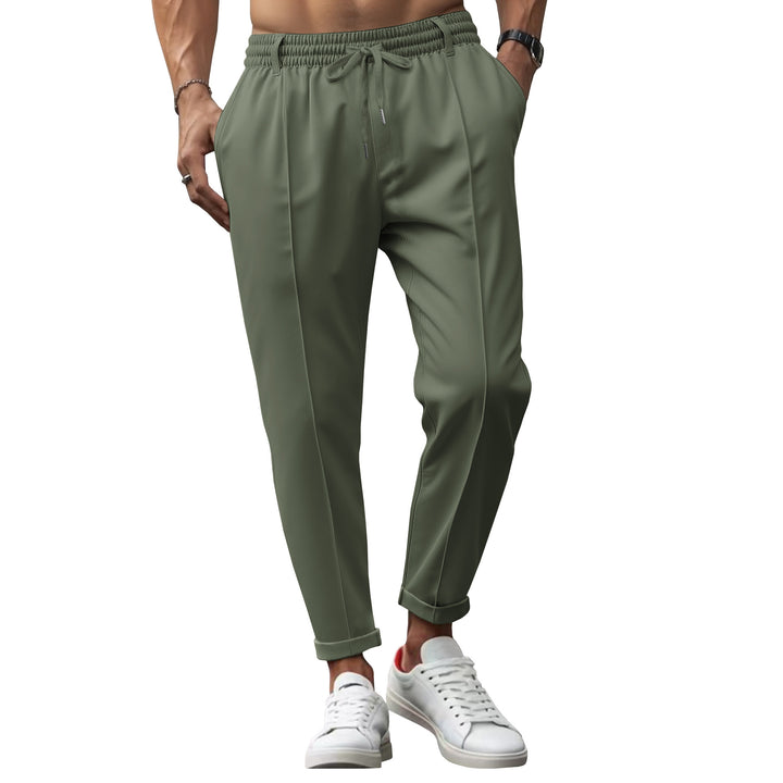 Herren elegante Chino-Hose mit elastischem Bund und seitlichen Taschen Aliams