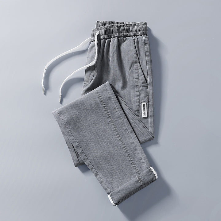 Herren bequeme Chinohose mit verstellbarem Bund und seitlichen Taschen Aliams