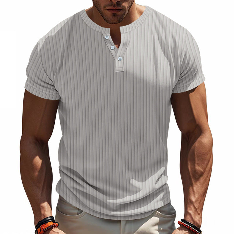 Herren Kurzarm-Henley-T-Shirt mit strukturiertem Design Aliams