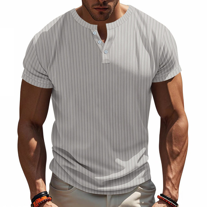 Herren Kurzarm-Henley-T-Shirt mit strukturiertem Design Aliams