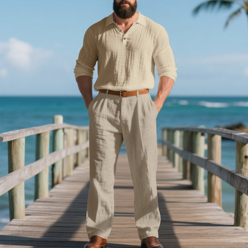 Herren atmungsaktives Hemd mit elegantem Kragen und lockerer Passform Aliams