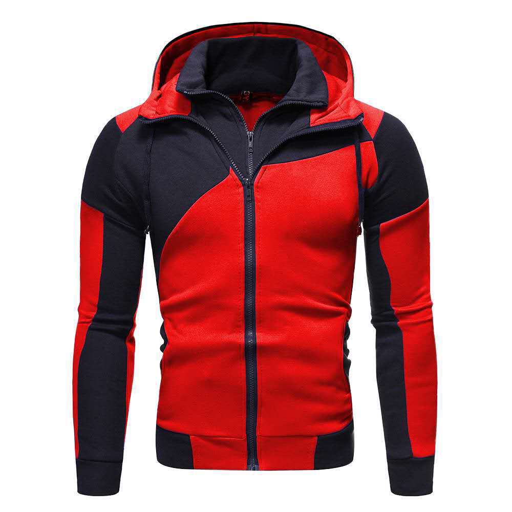Herren sportliche Jacke mit innovativem Patchwork-Design und Kapuze Aliams