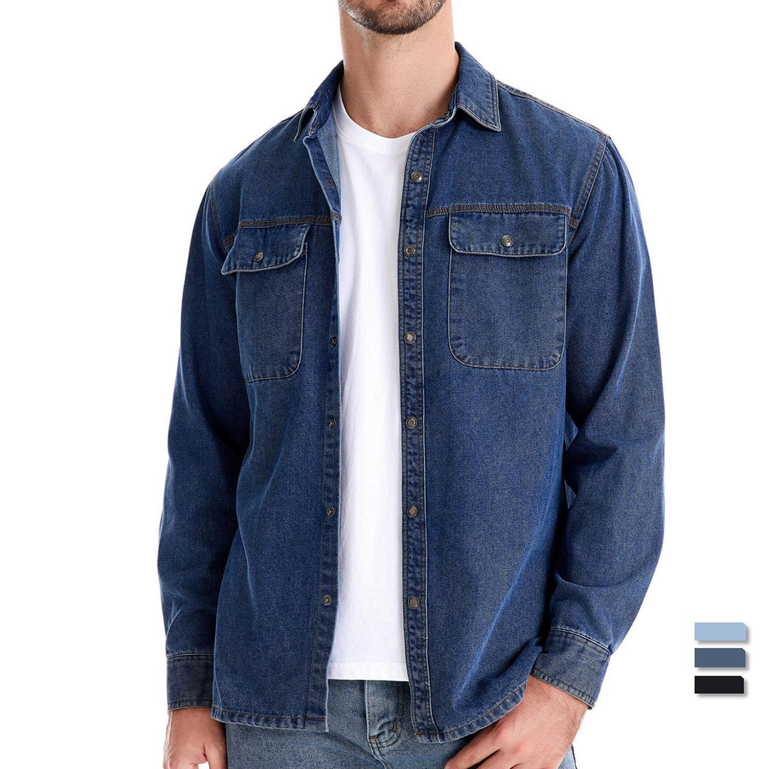 Herren Denim Hemd mit zwei Brusttaschen und modischem Schnitt Aliams