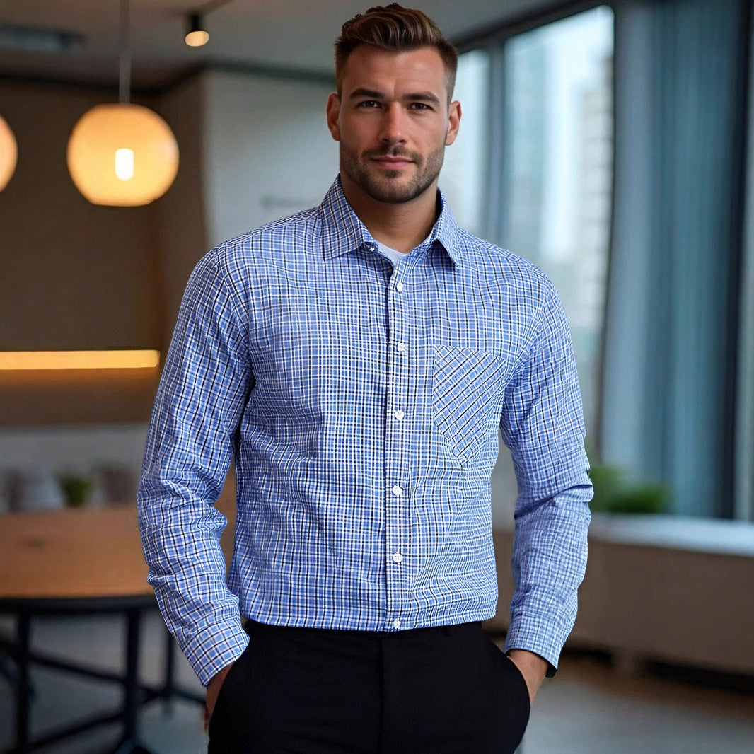 Herren kariertes Businesshemd im Slim Fit Schnitt Aliams