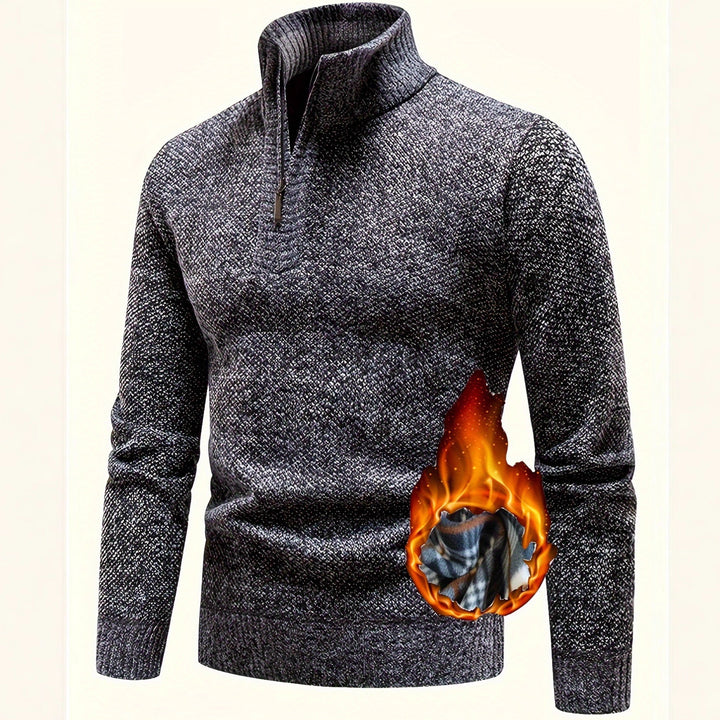 Herren Fleece-Pullover mit hohem Kragen und strukturierter Oberfläche Aliams