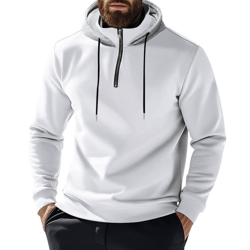Herren sportlicher Hoodie mit halbem Reißverschluss und modernem Kapuzenaufbau Aliams