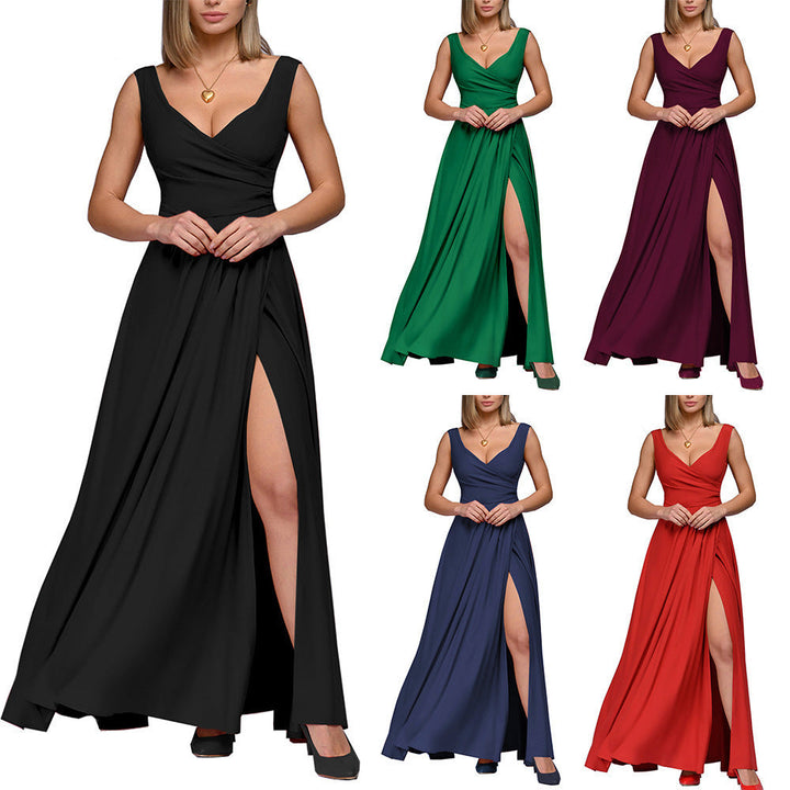 Aliams | Damen Elegantes Maxikleid mit Seitlichem Schlitz