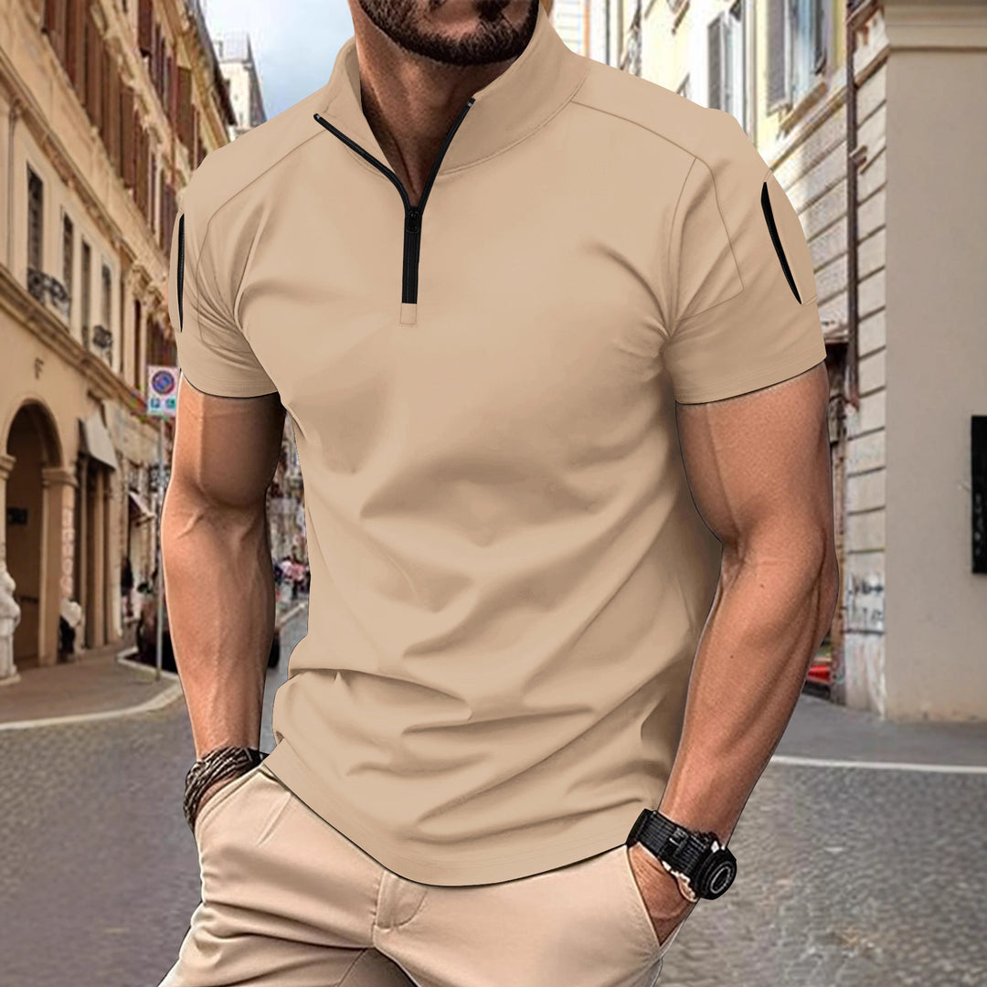 Herren Sportliches Kurzarm-Zip-Hemd Aliams