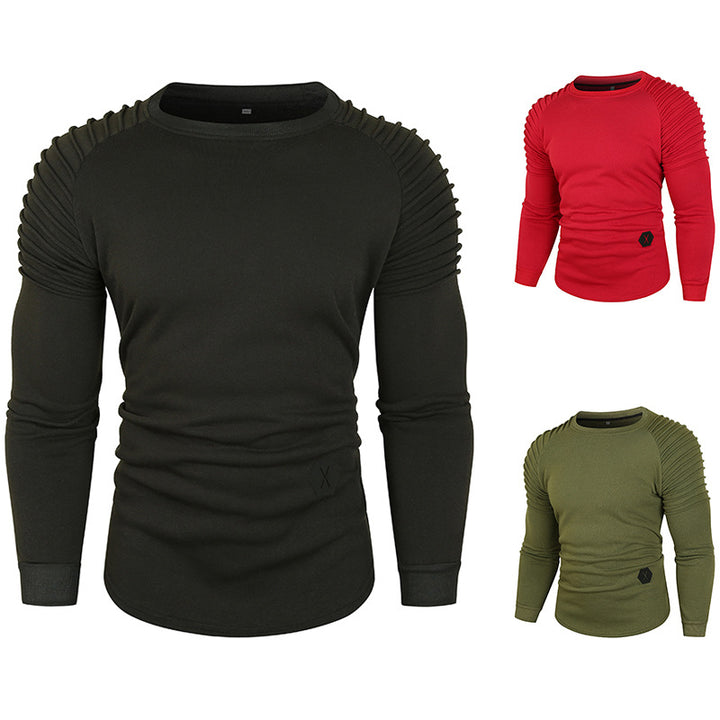 Herren Rundhalsshirt mit strukturierten Ärmeln und figurbetontem Schnitt Aliams