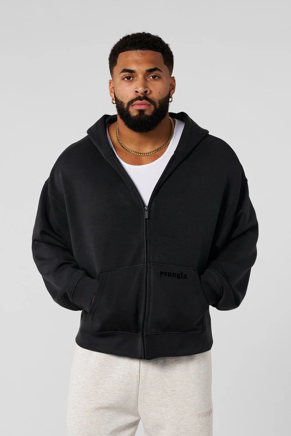 Herren Kapuzenpullover mit durchgehendem Reißverschluss und praktischen Taschen Aliams