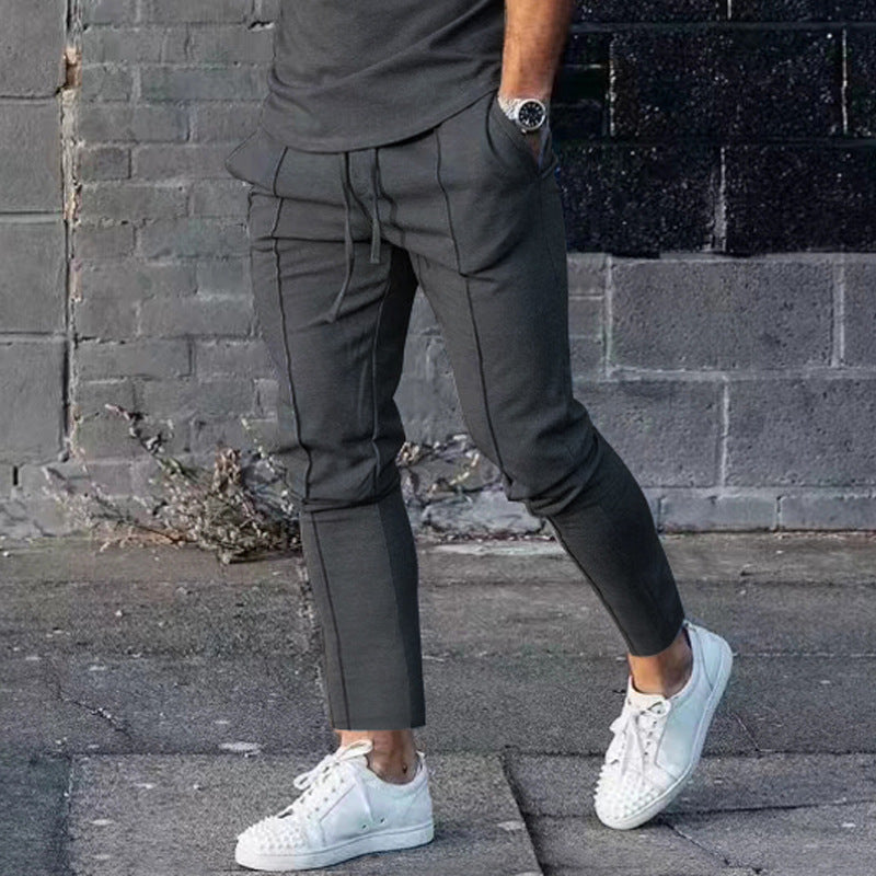 Herren stylische Freizeithose mit verstellbarem Kordelzug und seitlichen Eingrifftaschen Aliams