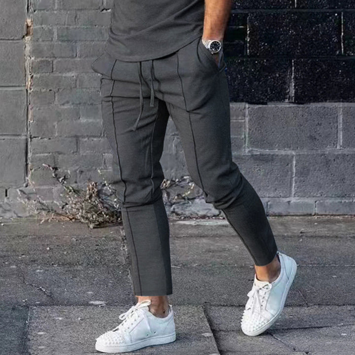 Herren stylische Freizeithose mit verstellbarem Kordelzug und seitlichen Eingrifftaschen Aliams