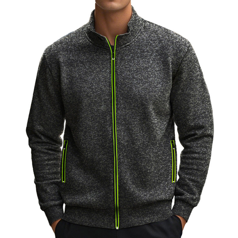 Herren sportliche Zip-Jacke mit hohem Kragen und reflektierenden Akzenten Aliams