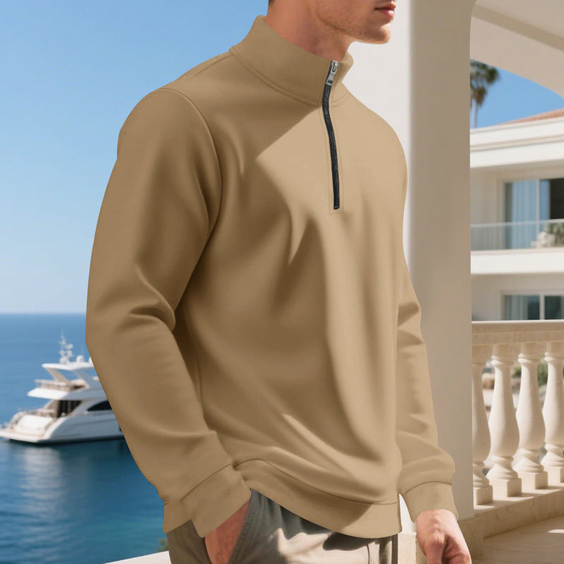Herren sportlicher Pullover mit halbem Reißverschluss und atmungsaktiver Struktur Aliams