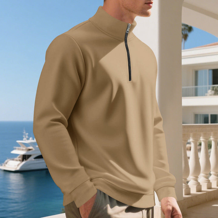 Herren sportlicher Pullover mit halbem Reißverschluss und atmungsaktiver Struktur Aliams