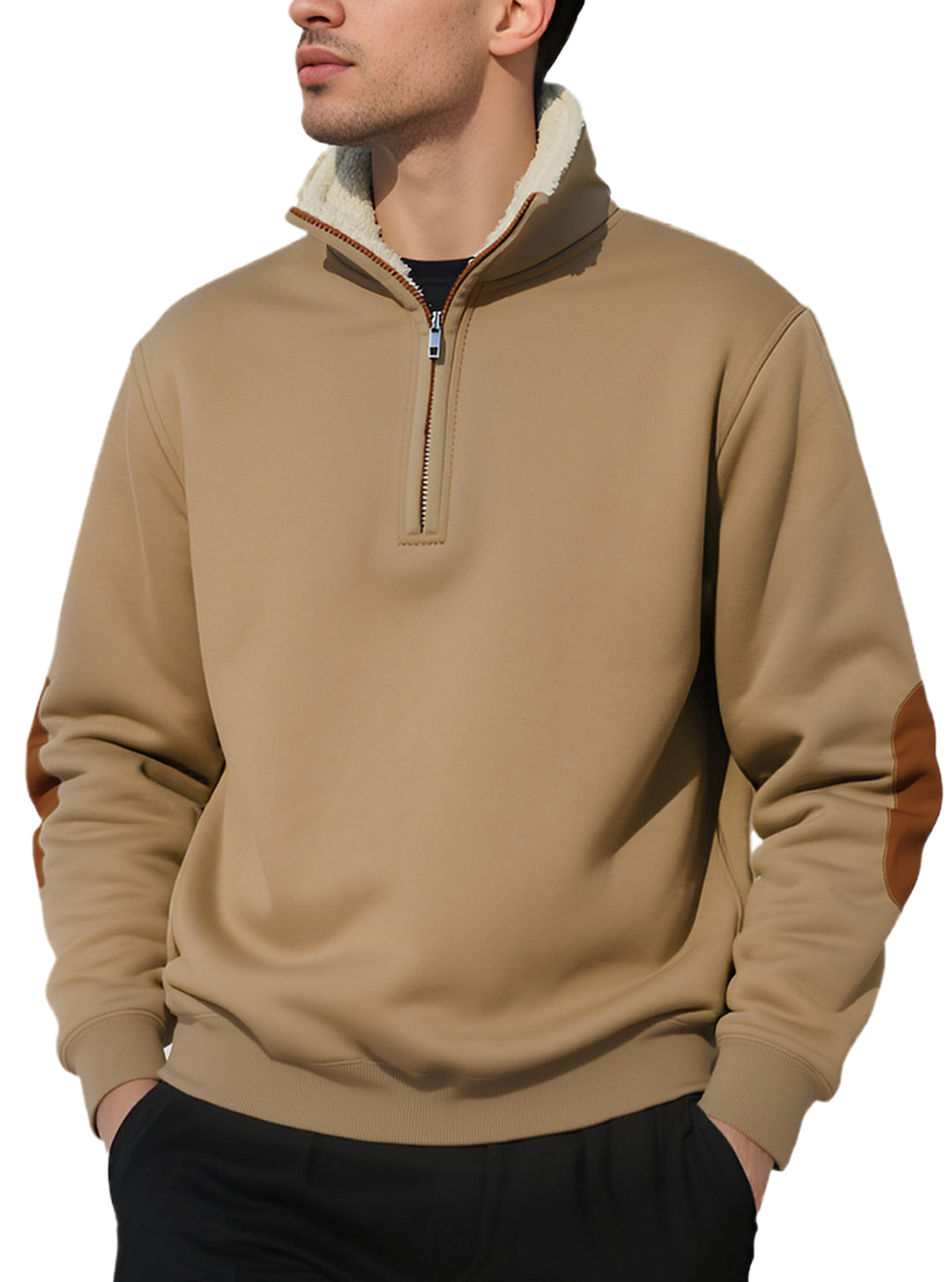 Herren Kapuzenpullover mit halbem Reißverschluss und weichem Fleecefutter Aliams