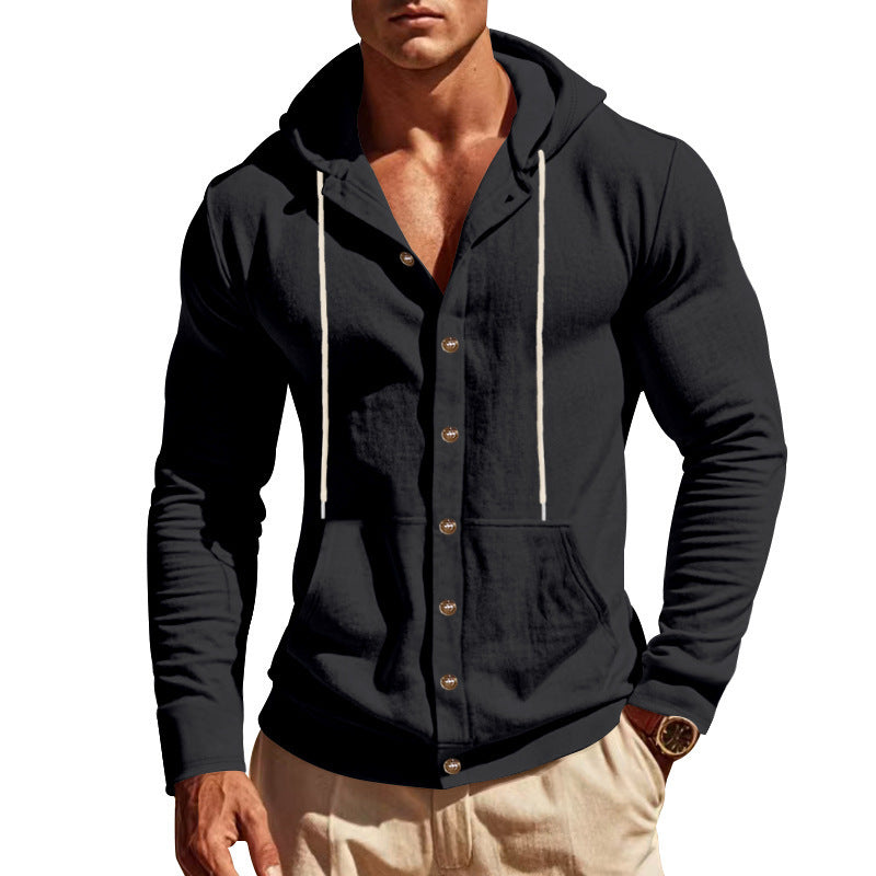 Herren Kapuzenpullover mit Knopfleiste und praktischen Taschen Aliams