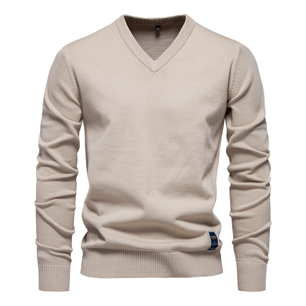 Herren Strickpullover mit V-Ausschnitt und feiner Textur Aliams