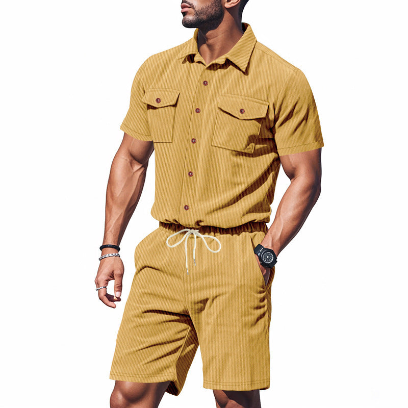 Herren Shorts-Anzug mit strukturiertem Design und praktischen Taschen Aliams