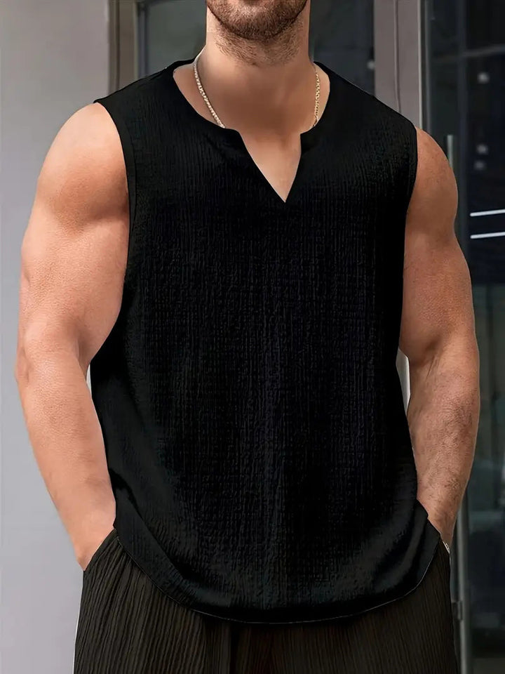 Herren Ärmelloses V-Ausschnitt Shirt aus atmungsaktiven Materialien Aliams