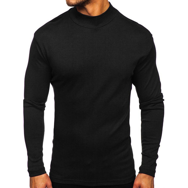 Herren Rundhals Langarmshirt aus elastischem Baumwoll-Mix mit modernem Stehkragen Aliams