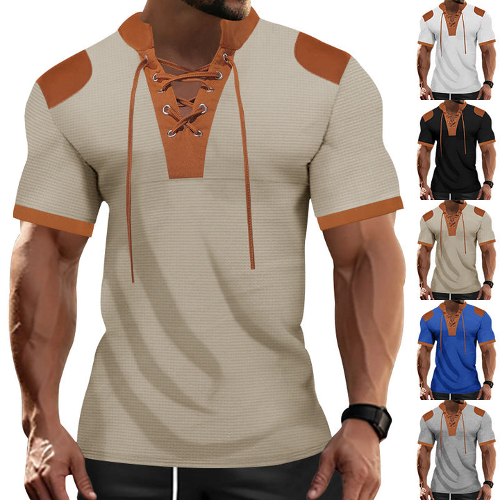 Herren sportliches Kurzarm-Shirt mit modischem Latz Aliams