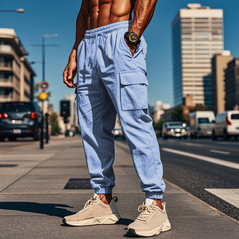 Herren Cargo-Hose mit seitlichen Taschen und elastischem Bund Aliams