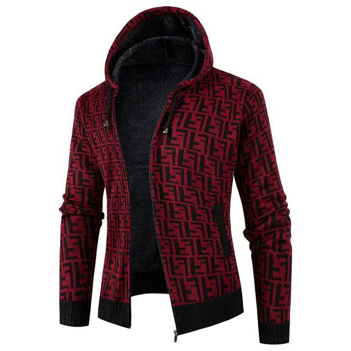 Herren trendige Strickjacke mit modernem Muster Aliams